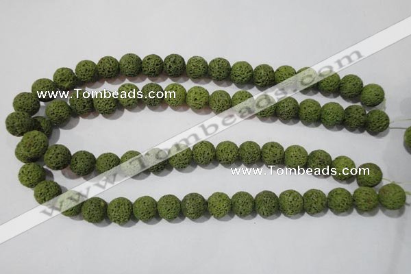 CLV462 15.5 inches 12mm round dyed green lava beads wholesale