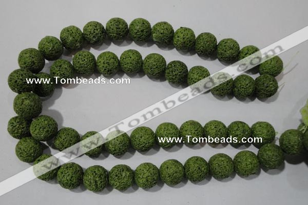 CLV463 15.5 inches 14mm round dyed green lava beads wholesale