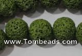 CLV464 15.5 inches 16mm round dyed green lava beads wholesale