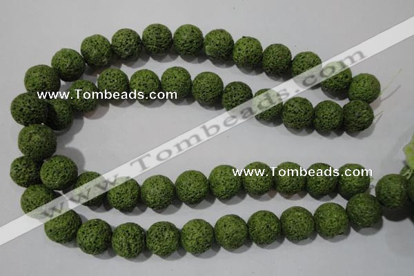 CLV464 15.5 inches 16mm round dyed green lava beads wholesale