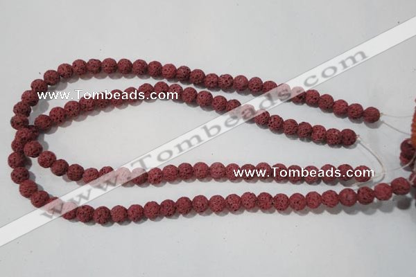 CLV468 15.5 inches 8mm round dyed red lava beads wholesale