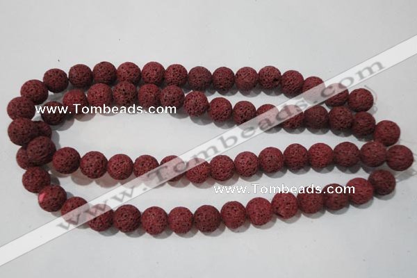 CLV469 15.5 inches 10mm round dyed red lava beads wholesale