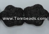 CLV47 15 inches 8*26mm star black natural lava beads wholesale