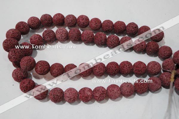 CLV472 15.5 inches 16mm round dyed red lava beads wholesale