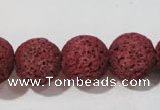 CLV473 15.5 inches 18mm round dyed red lava beads wholesale