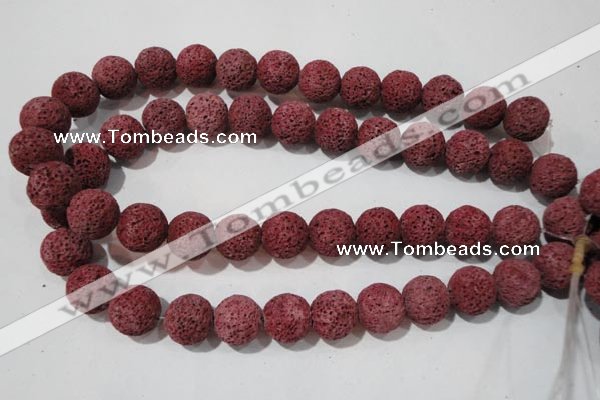 CLV473 15.5 inches 18mm round dyed red lava beads wholesale