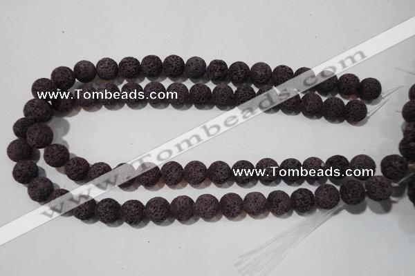 CLV478 15.5 inches 12mm round dyed purple lava beads wholesale