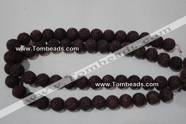 CLV479 15.5 inches 14mm round dyed purple lava beads wholesale