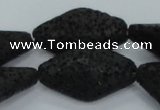 CLV48 15 inches 13*23mm rhombus black natural lava beads wholesale