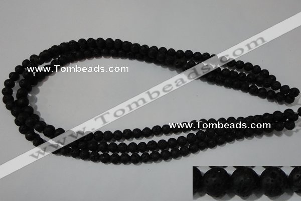 CLV483 15.5 inches 6mm round black lava beads wholesale