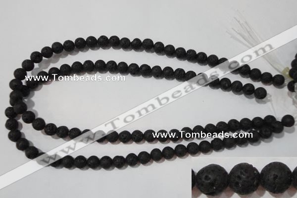 CLV484 15.5 inches 8mm round black lava beads wholesale