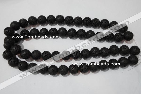 CLV487 15.5 inches 14mm round black lava beads wholesale