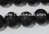 CLV488 15.5 inches 16mm round black lava beads wholesale