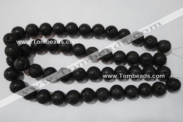 CLV488 15.5 inches 16mm round black lava beads wholesale