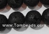 CLV489 15.5 inches 18mm round black lava beads wholesale