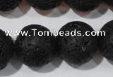 CLV490 15.5 inches 20mm round black lava beads wholesale