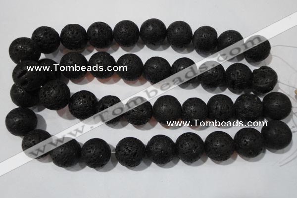 CLV490 15.5 inches 20mm round black lava beads wholesale