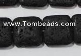 CLV495 15.5 inches 20*20mm square black lava beads wholesale