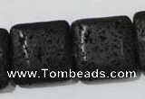 CLV496 15.5 inches 25*25mm square black lava beads wholesale