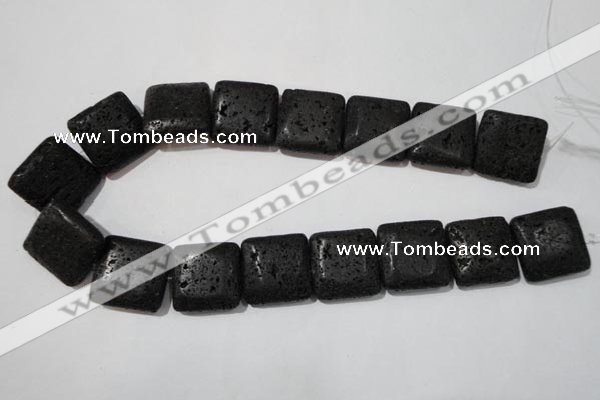 CLV496 15.5 inches 25*25mm square black lava beads wholesale