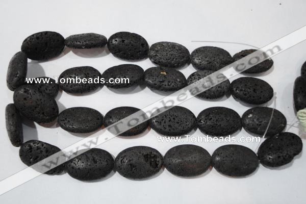 CLV508 15.5 inches 20*30mm oval black lava beads wholesale