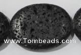 CLV509 15.5 inches 30*40mm oval black lava beads wholesale