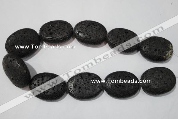 CLV509 15.5 inches 30*40mm oval black lava beads wholesale