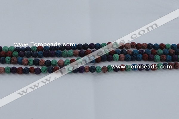 CLV520 15.5 inches 4mm round mixed lava beads wholesale