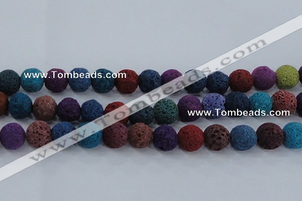 CLV524 15.5 inches 12mm round mixed lava beads wholesale