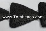 CLV53 15 inches 26*28mm triangle black natural lava beads wholesale