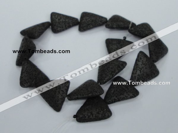 CLV53 15 inches 26*28mm triangle black natural lava beads wholesale