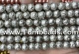 CLV530 15.5 inches 6mm round plated lava beads wholesale