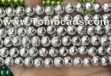 CLV531 15.5 inches 6mm round plated lava beads wholesale