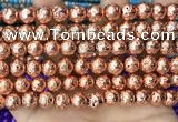 CLV532 15.5 inches 6mm round plated lava beads wholesale