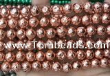 CLV533 15.5 inches 6mm round plated lava beads wholesale