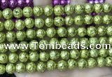 CLV535 15.5 inches 6mm round plated lava beads wholesale