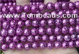 CLV538 15.5 inches 6mm round plated lava beads wholesale