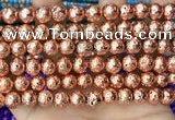 CLV542 15.5 inches 8mm round plated lava beads wholesale