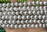 CLV551 15.5 inches 10mm round plated lava beads wholesale