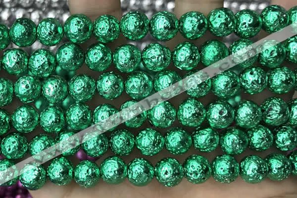 CLV557 15.5 inches 10mm round plated lava beads wholesale