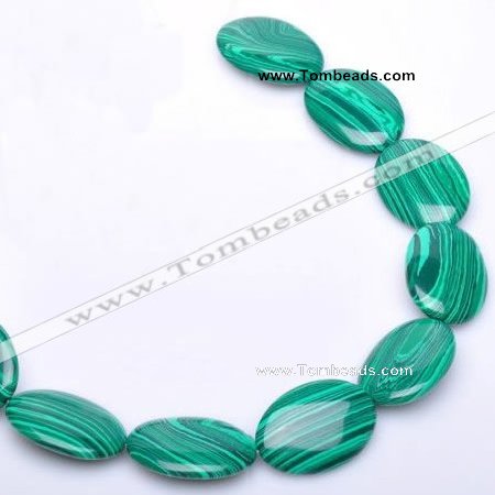 CMA06 22*30mm flat oval imitate malachite beads Wholesale