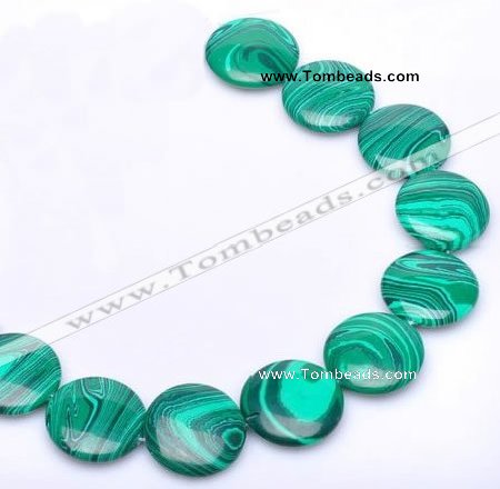 CMA08 15.5 inches 25mm coin imitate malachite beads wholesale