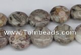 CMB08 15.5 inches 14mm flat round natural medical stone beads