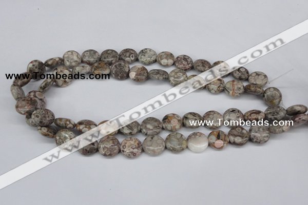 CMB08 15.5 inches 14mm flat round natural medical stone beads