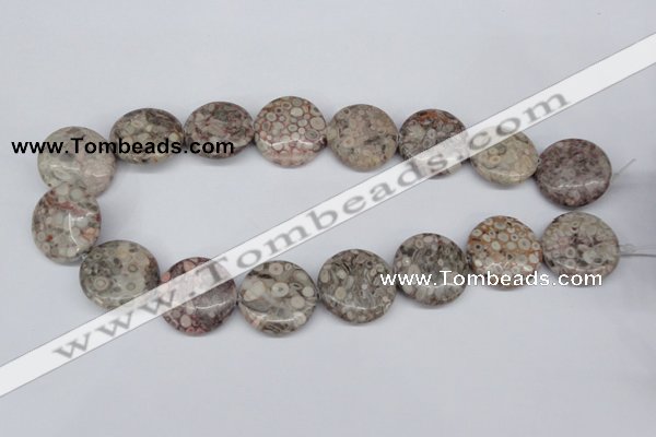 CMB12 15.5 inches 25mm flat round natural medical stone beads