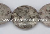 CMB14 15.5 inches 30mm flat round natural medical stone beads