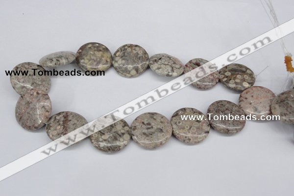 CMB14 15.5 inches 30mm flat round natural medical stone beads