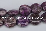 CMB30 15.5 inches 14mm flat round dyed natural medical stone beads