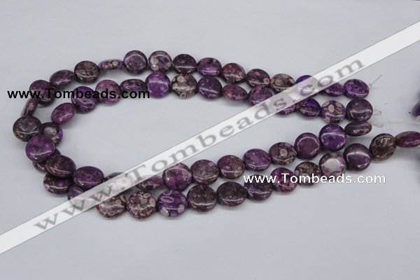 CMB30 15.5 inches 14mm flat round dyed natural medical stone beads