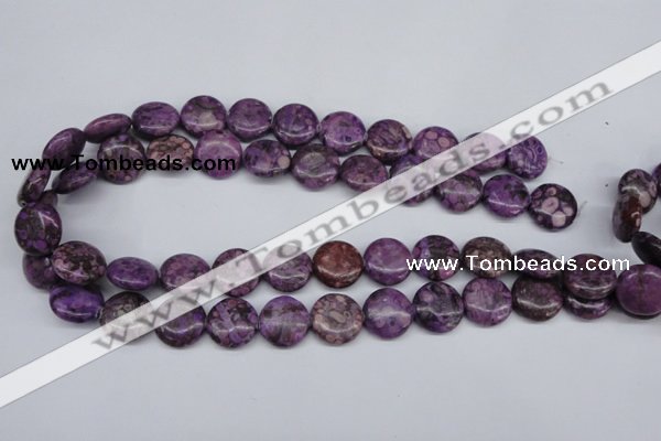 CMB31 15.5 inches 16mm flat round dyed natural medical stone beads